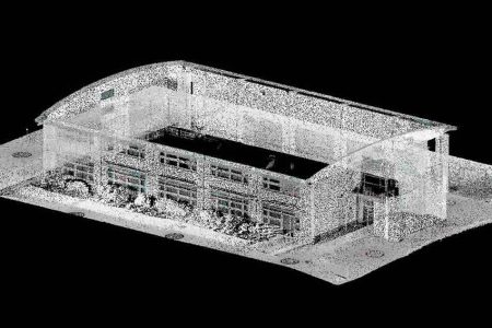 Pointcloud van een fabriekshal